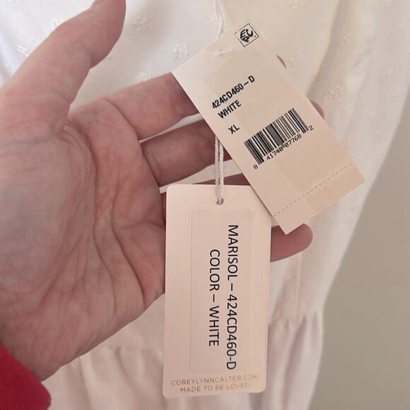 NWT Corey Lynn Calter Marisol WHITE dotted ruffle tier maxi dress - Picture 13 of 13